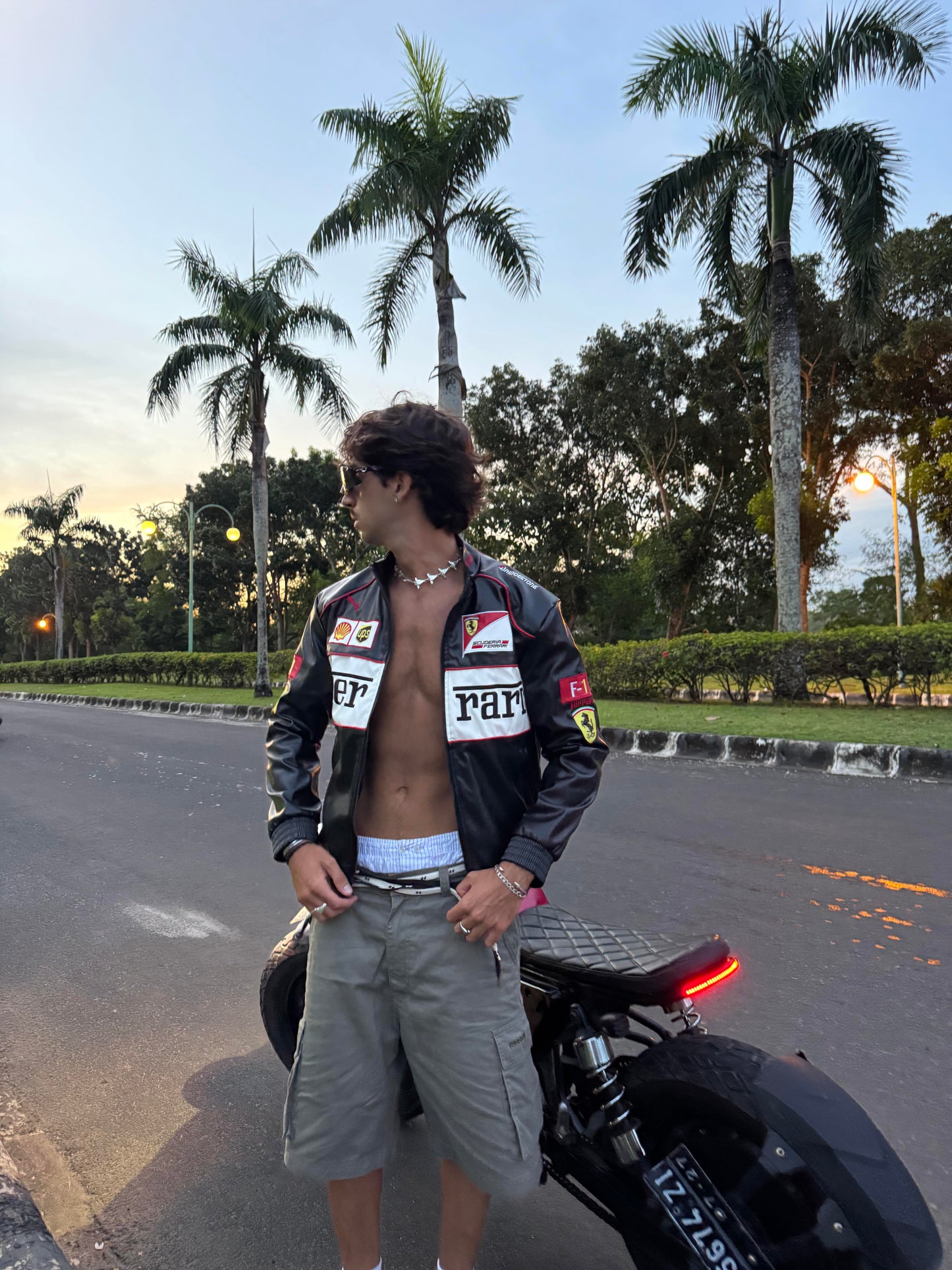 Ferrari F1 Vintage Leather Jacket - White Edition