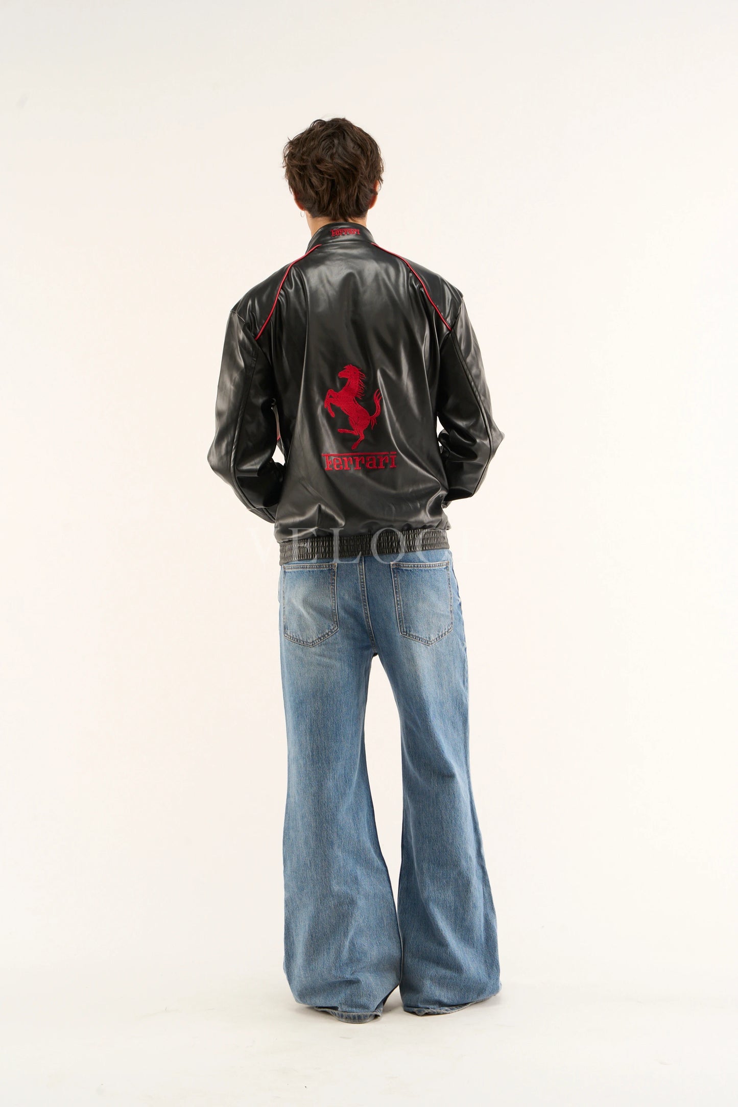 F*RRARI F1 Vintage Leather Jacket - White Edition