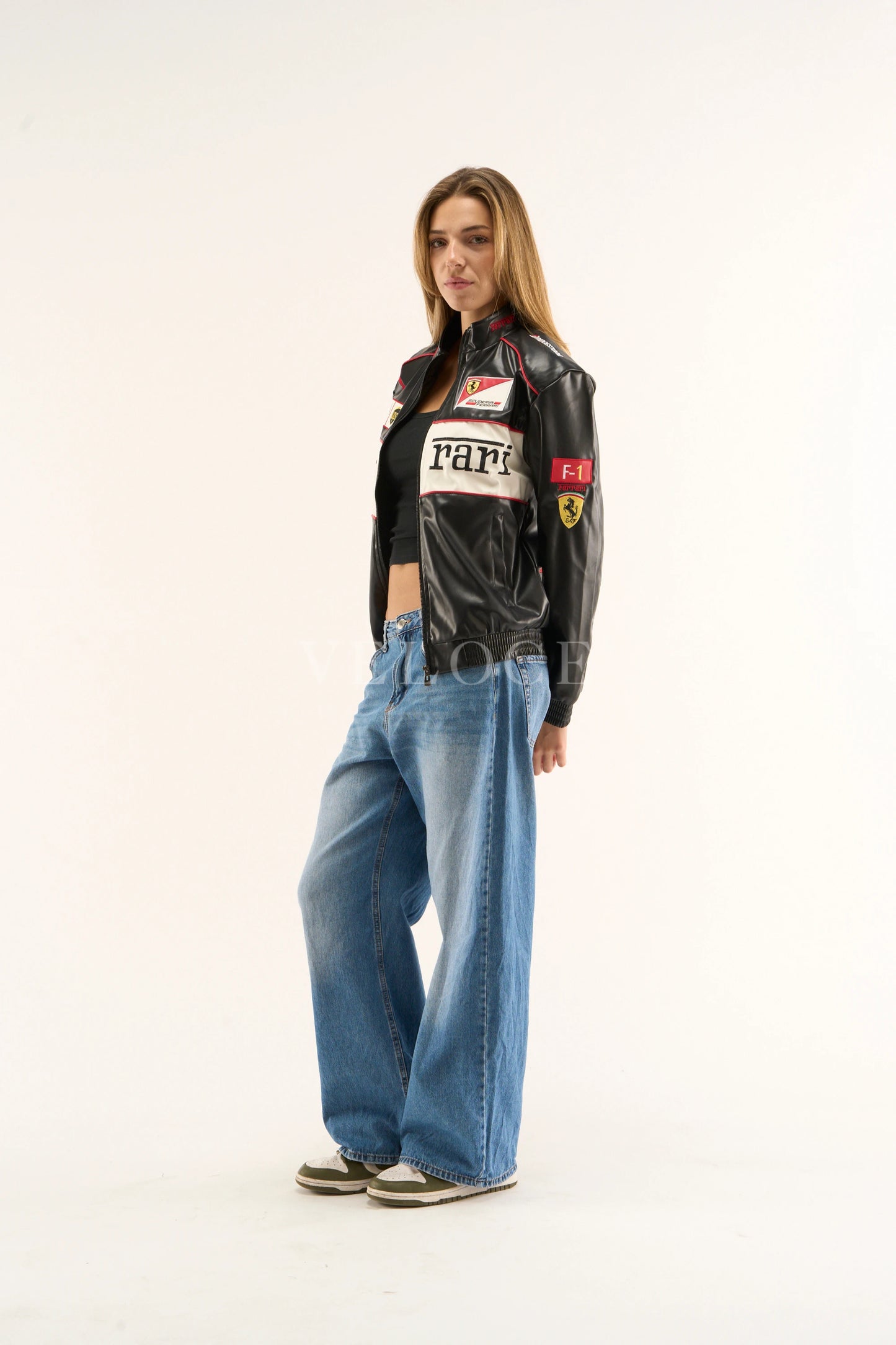 F*RRARI F1 Vintage Leather Jacket - White Edition