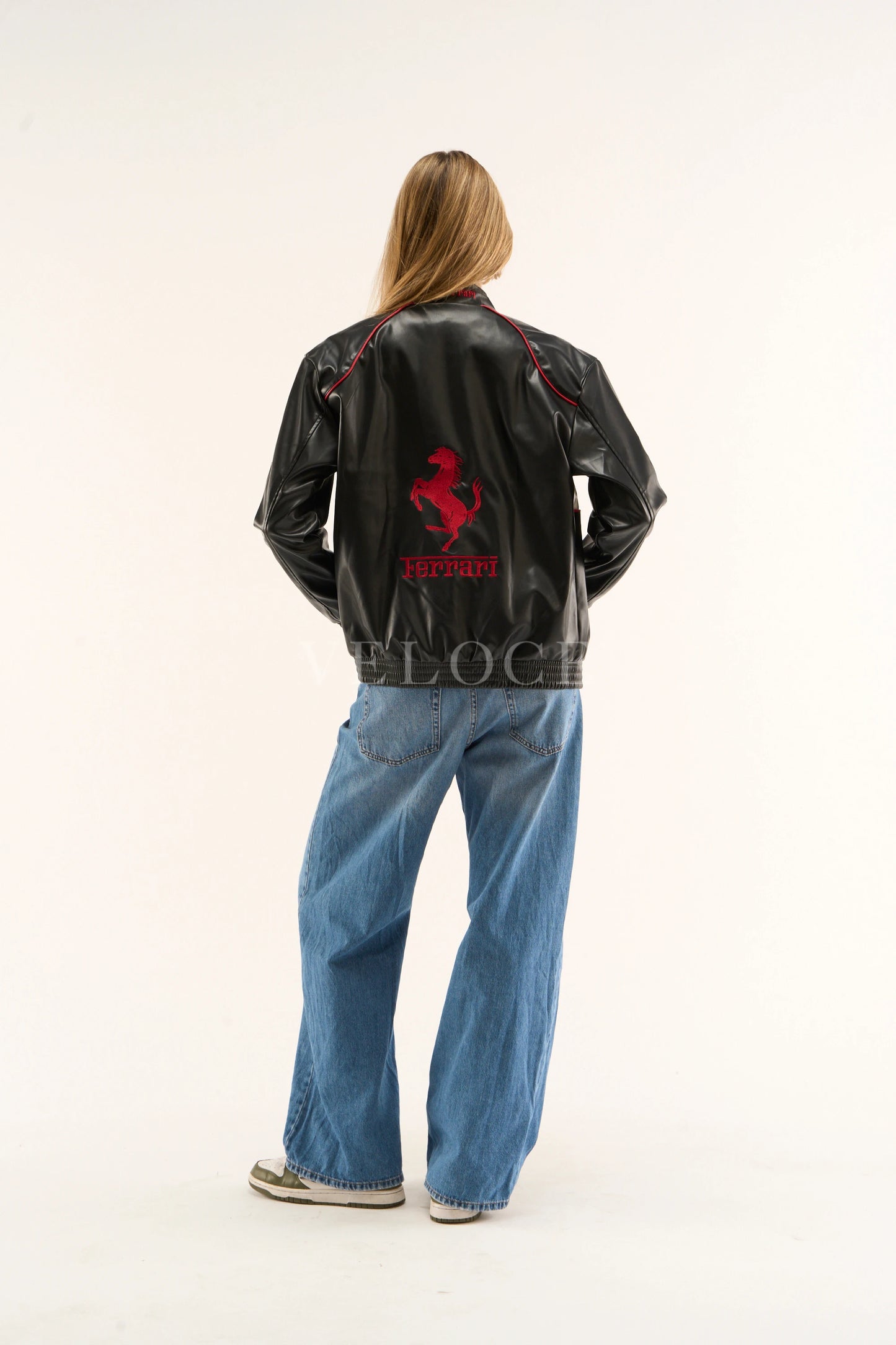 F*RRARI F1 Vintage Leather Jacket - White Edition