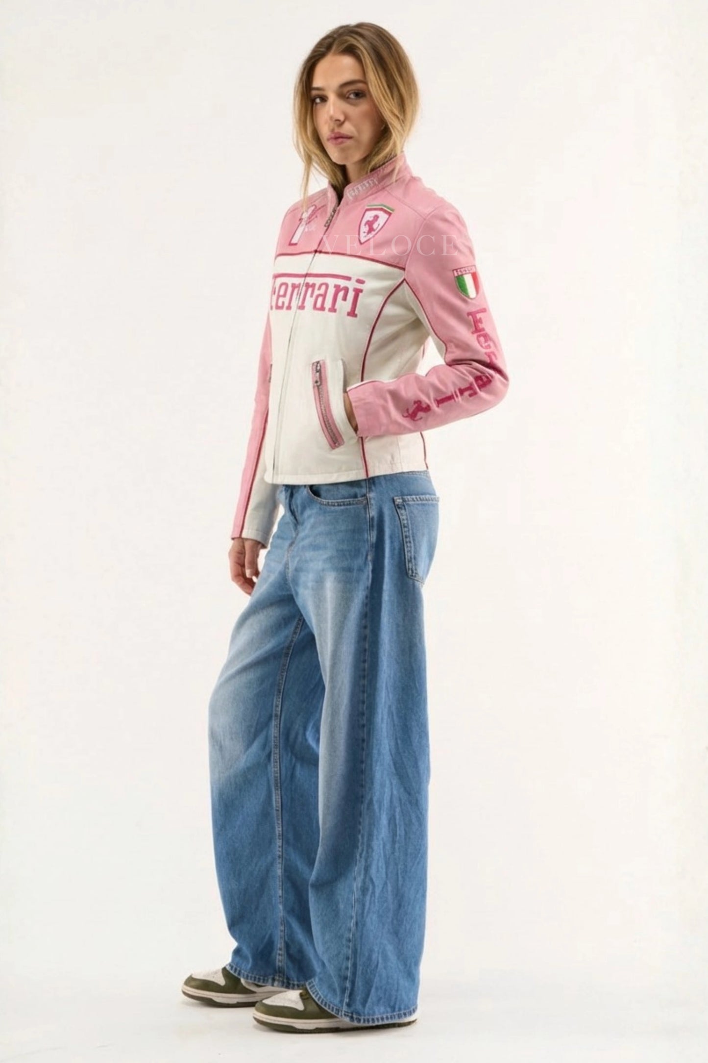 Ferrari F1 Kimi Leather Jacket - Pink Edition