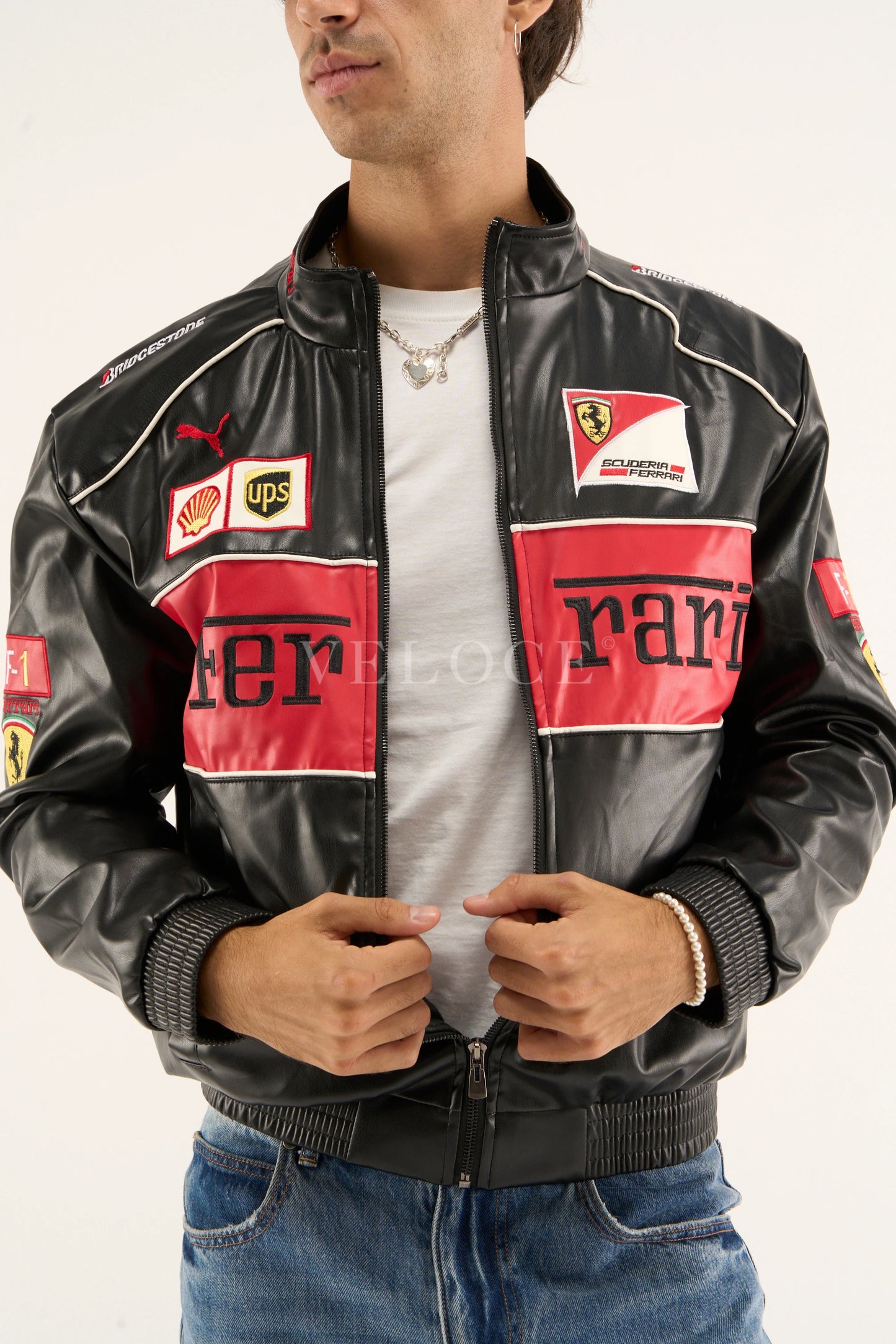 F*RRARI F1 Vintage Leather Jacket - Red Edition