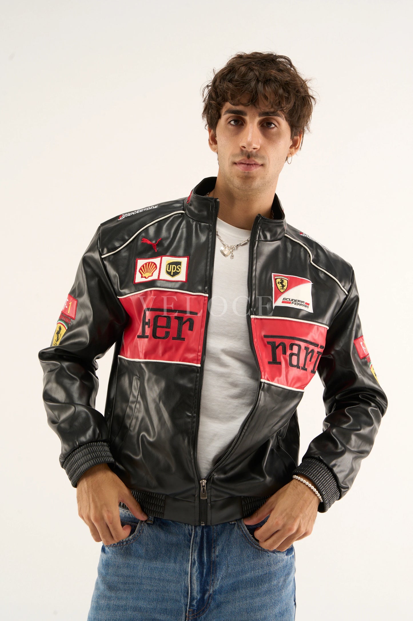F*RRARI F1 Vintage Leather Jacket - Red Edition