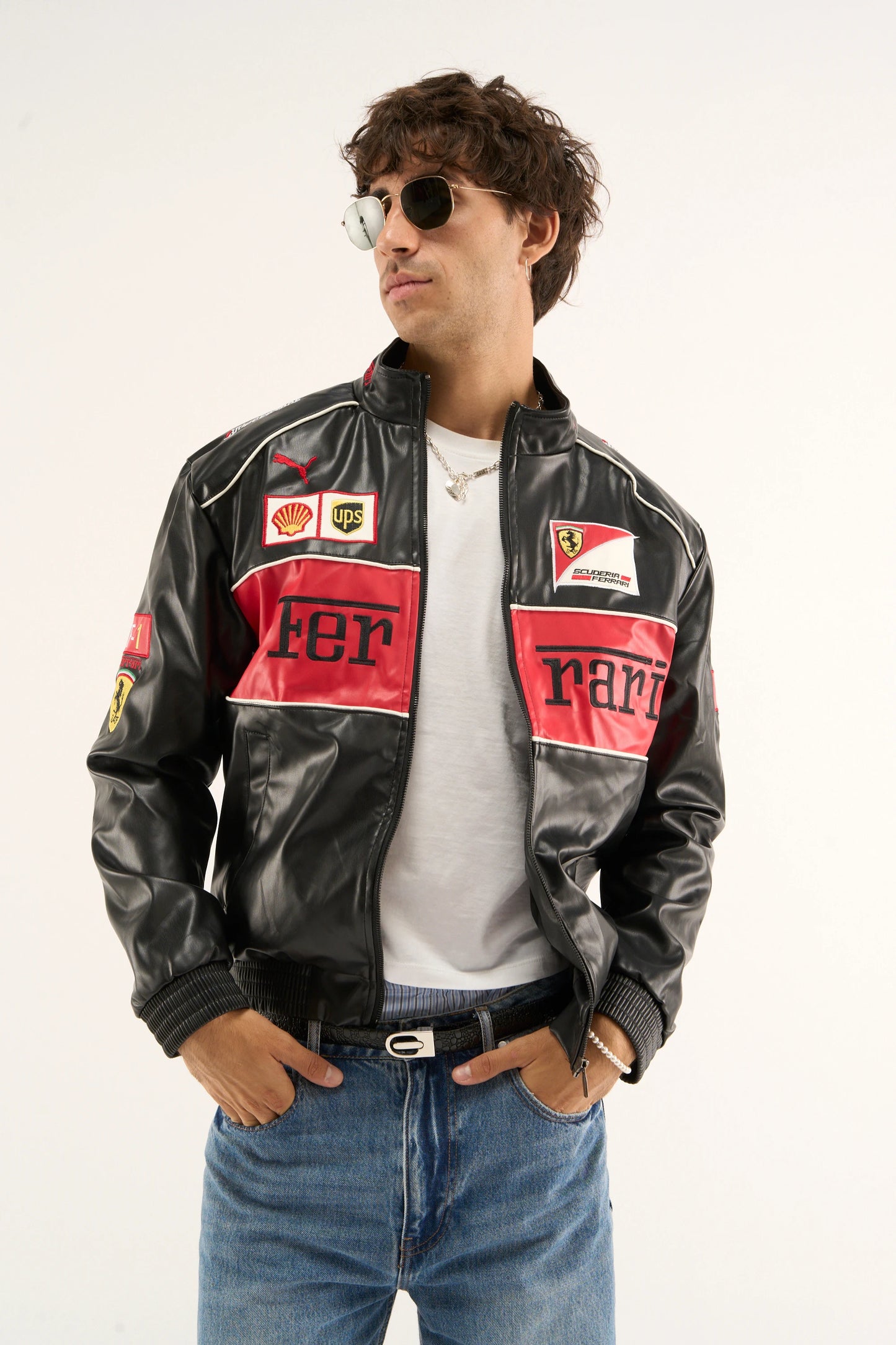F*RRARI F1 Vintage Leather Jacket - Red Edition