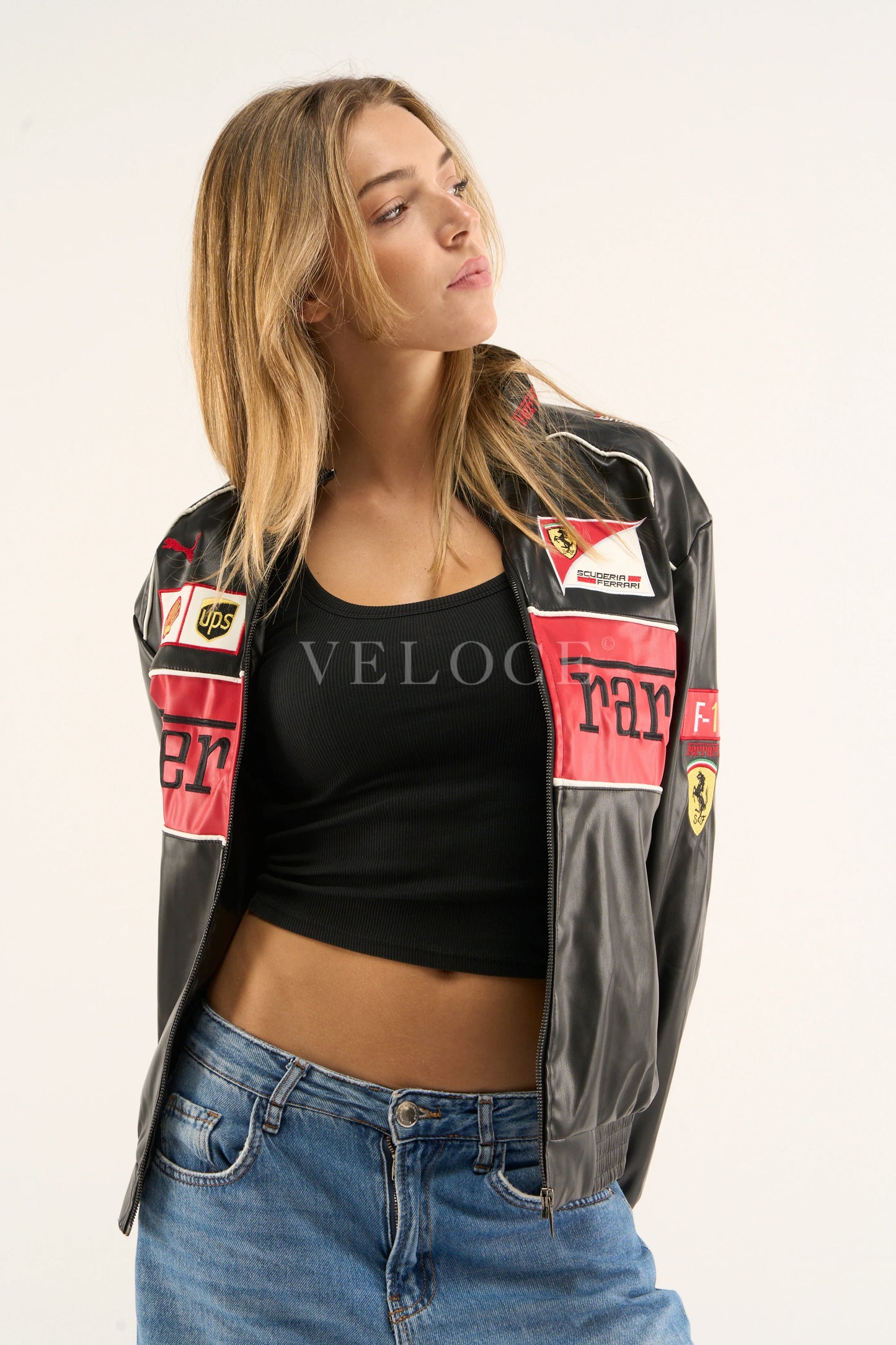 F*RRARI F1 Vintage Leather Jacket - Red Edition