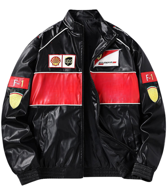 F1 Vintage Leather Jacket - Red Edition