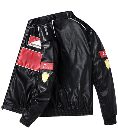 F1 Vintage Leather Jacket - Red Edition - VELOCE
