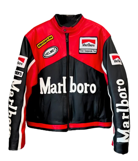 Marlboro Racing Leather Jacket - Black Edition - VELOCE