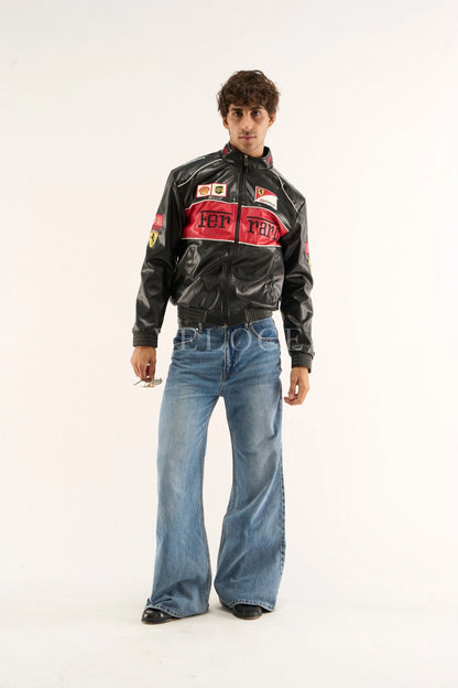 Ferrari F1 Vintage Leather Jacket - Red Edition - VELOCE