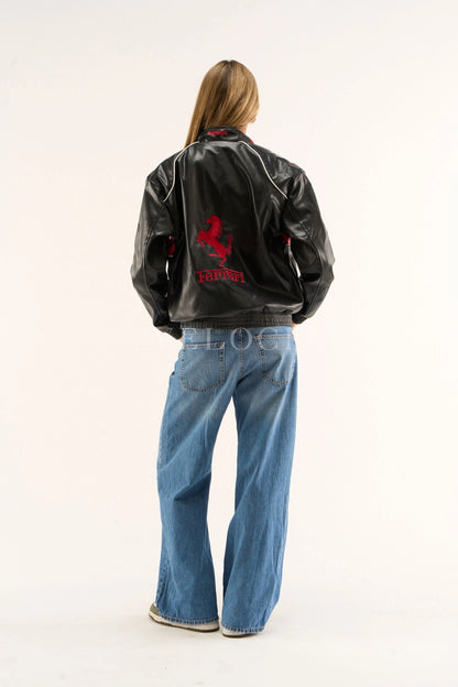 Ferrari F1 Vintage Leather Jacket - Red Edition - VELOCE