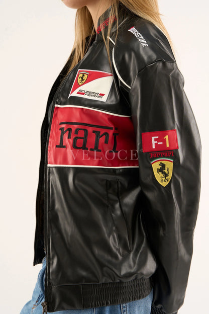 Ferrari F1 Vintage Leather Jacket - Red Edition - VELOCE