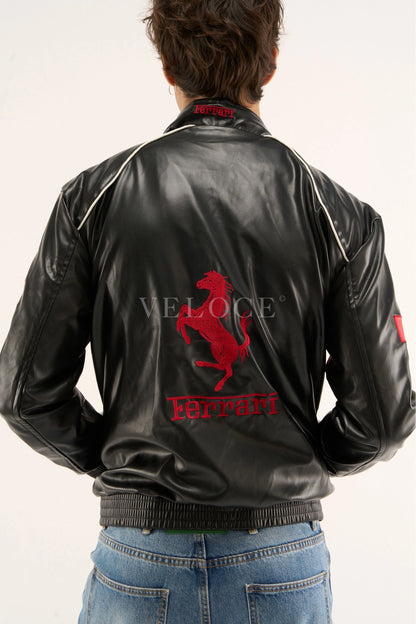 Ferrari F1 Vintage Leather Jacket - Red Edition - VELOCE