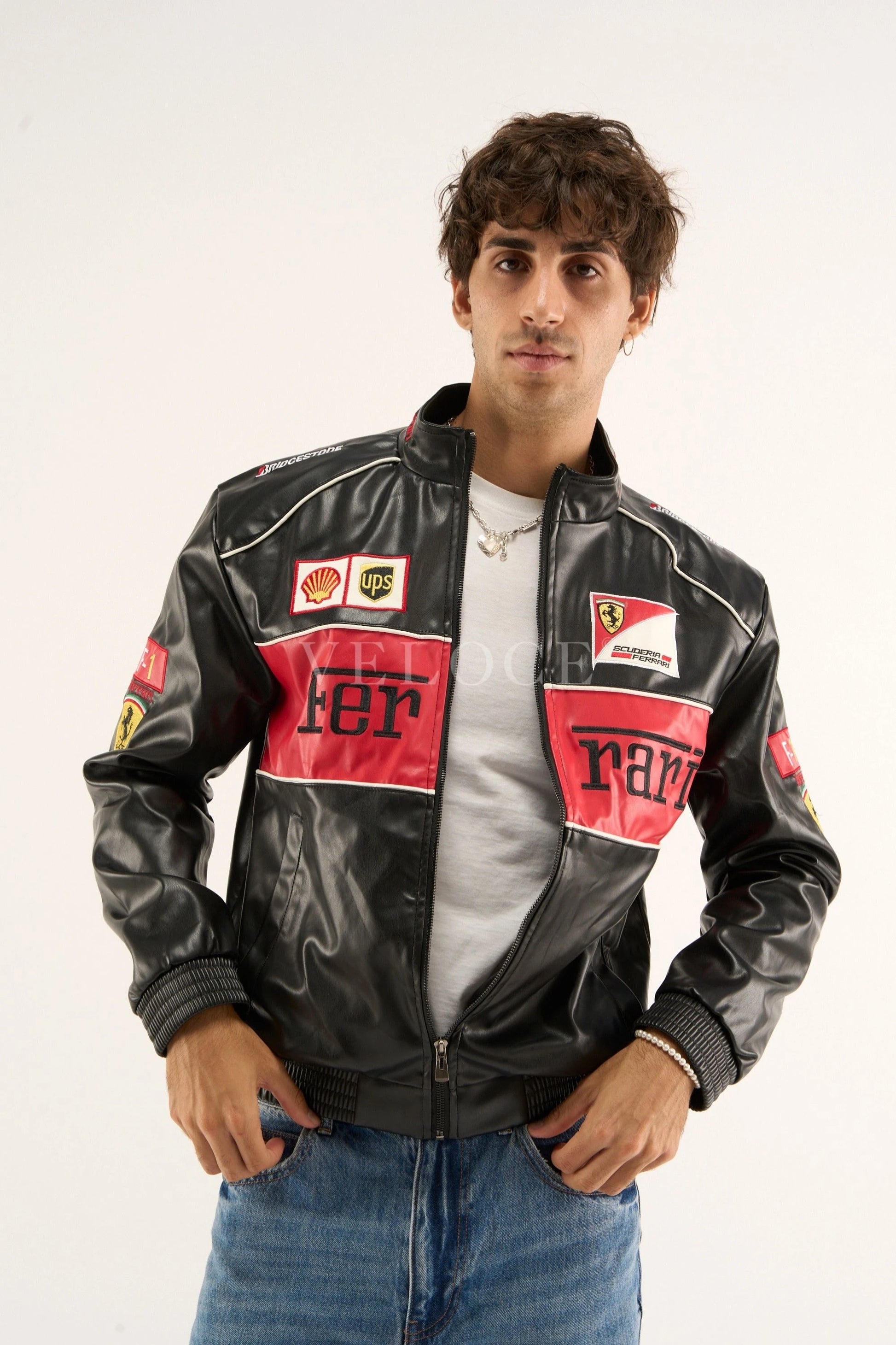 Ferrari F1 Vintage Leather Jacket - Red Edition - VELOCE