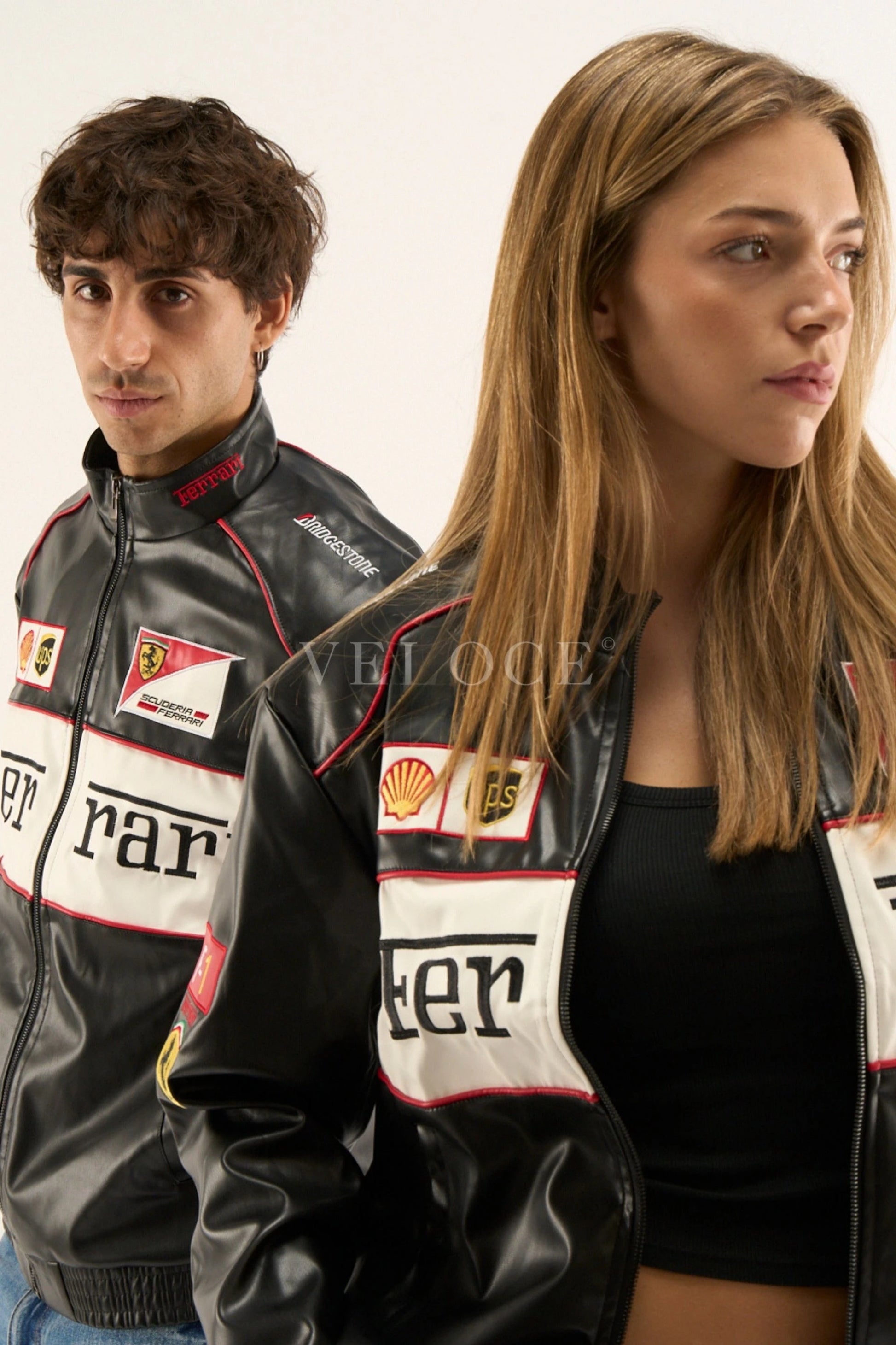 Ferrari F1 Vintage Leather Jacket - White Edition - VELOCE