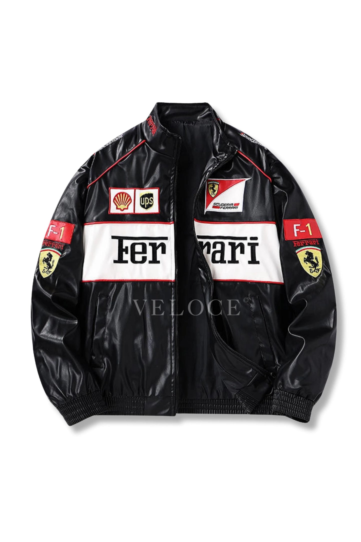 Ferrari F1 Vintage Leather Jacket - White Edition - VELOCE