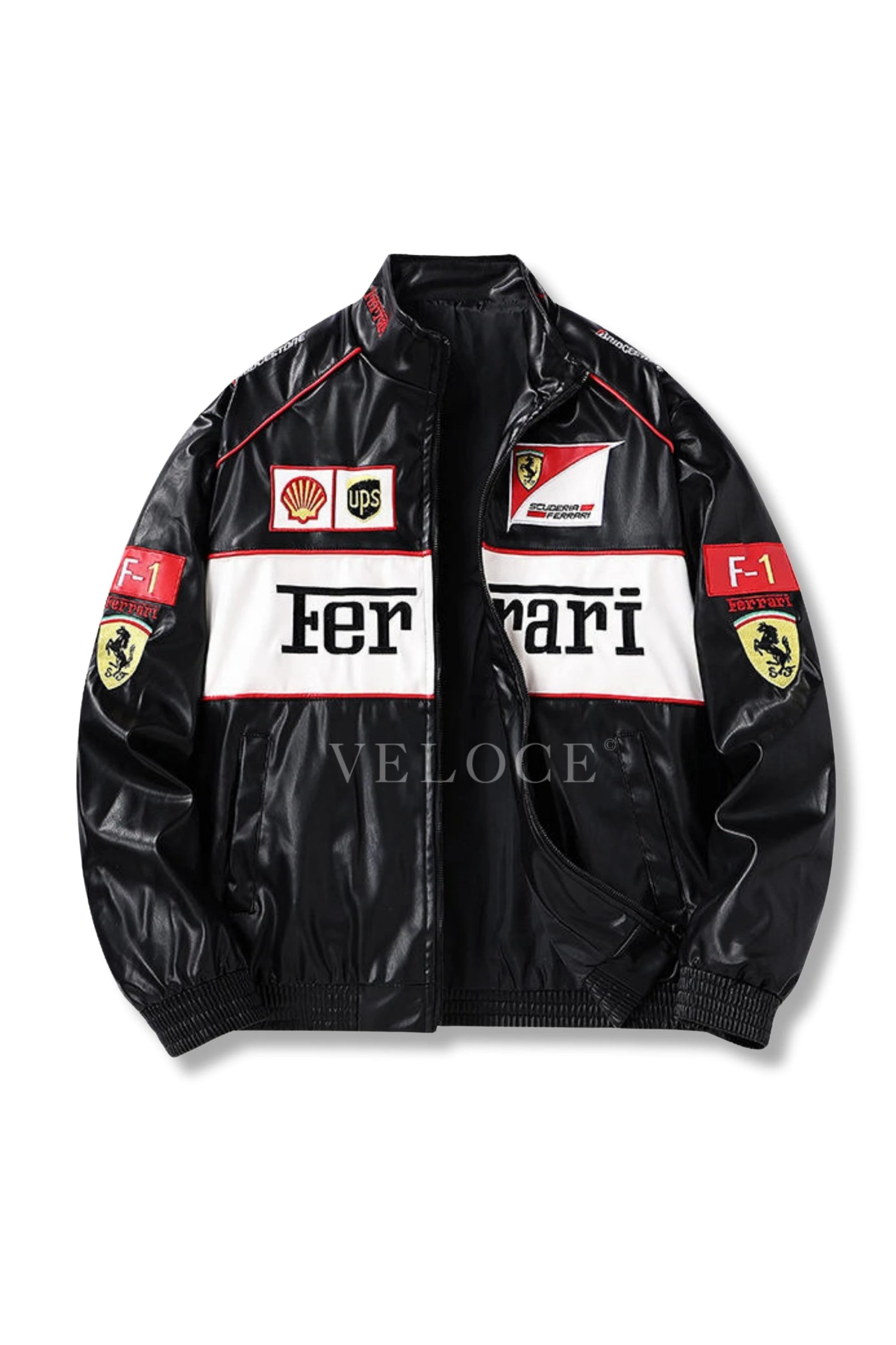 Ferrari F1 Vintage Leather Jacket - White Edition - VELOCE