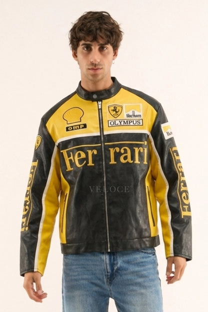 Ferrari F1 Olympus Leather Jacket - Yellow Edition