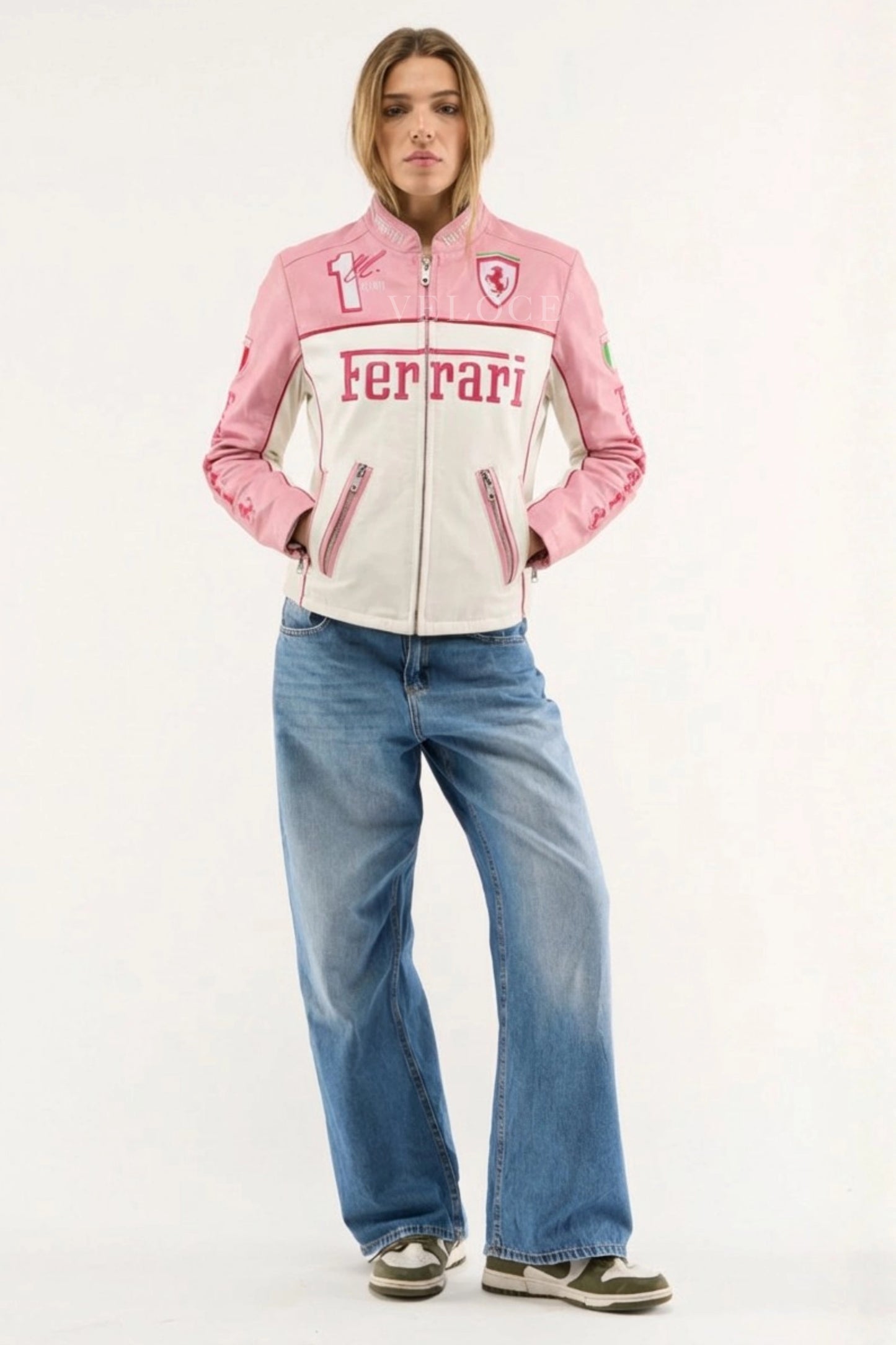 Ferrari F1 Kimi Leather Jacket - Pink Edition