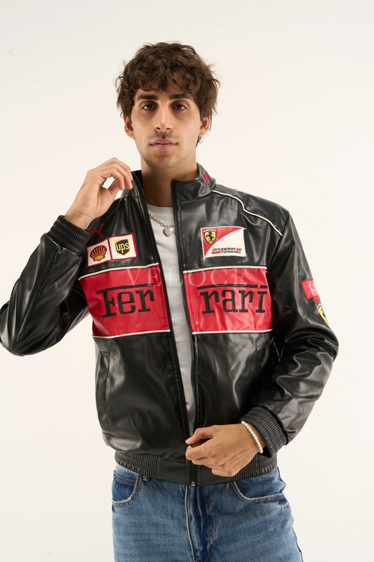 F*RRARI F1 Vintage Leather Jacket - Red Edition