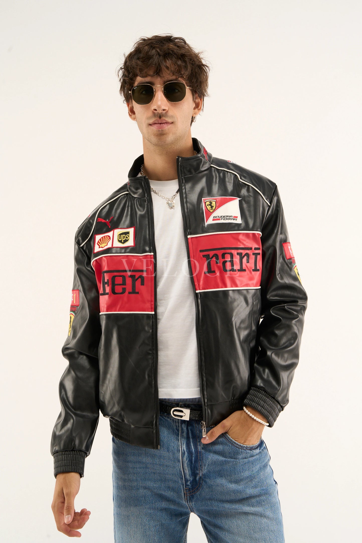 F*RRARI F1 Vintage Leather Jacket - Red Edition