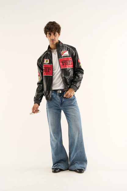 F*RRARI F1 Vintage Leather Jacket - Red Edition