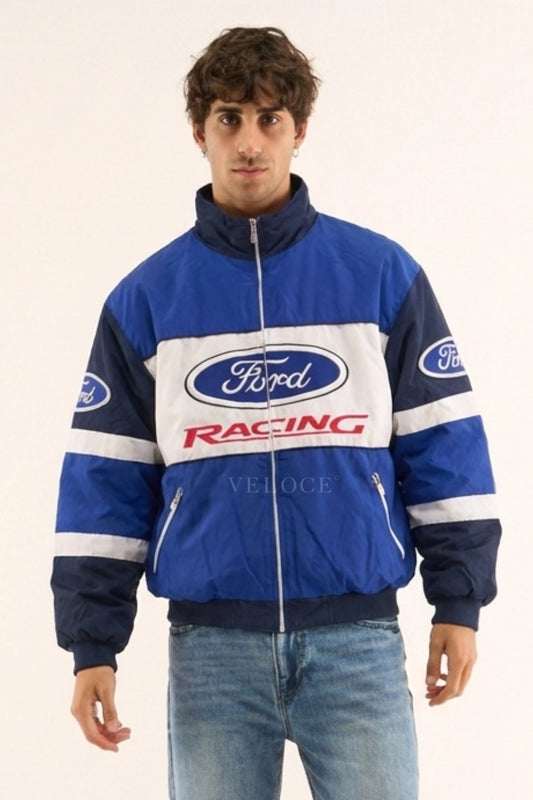 Front view — Ford Vintage Jacket Racing Edition by VELOCE (embroidered, padded, quality finish)