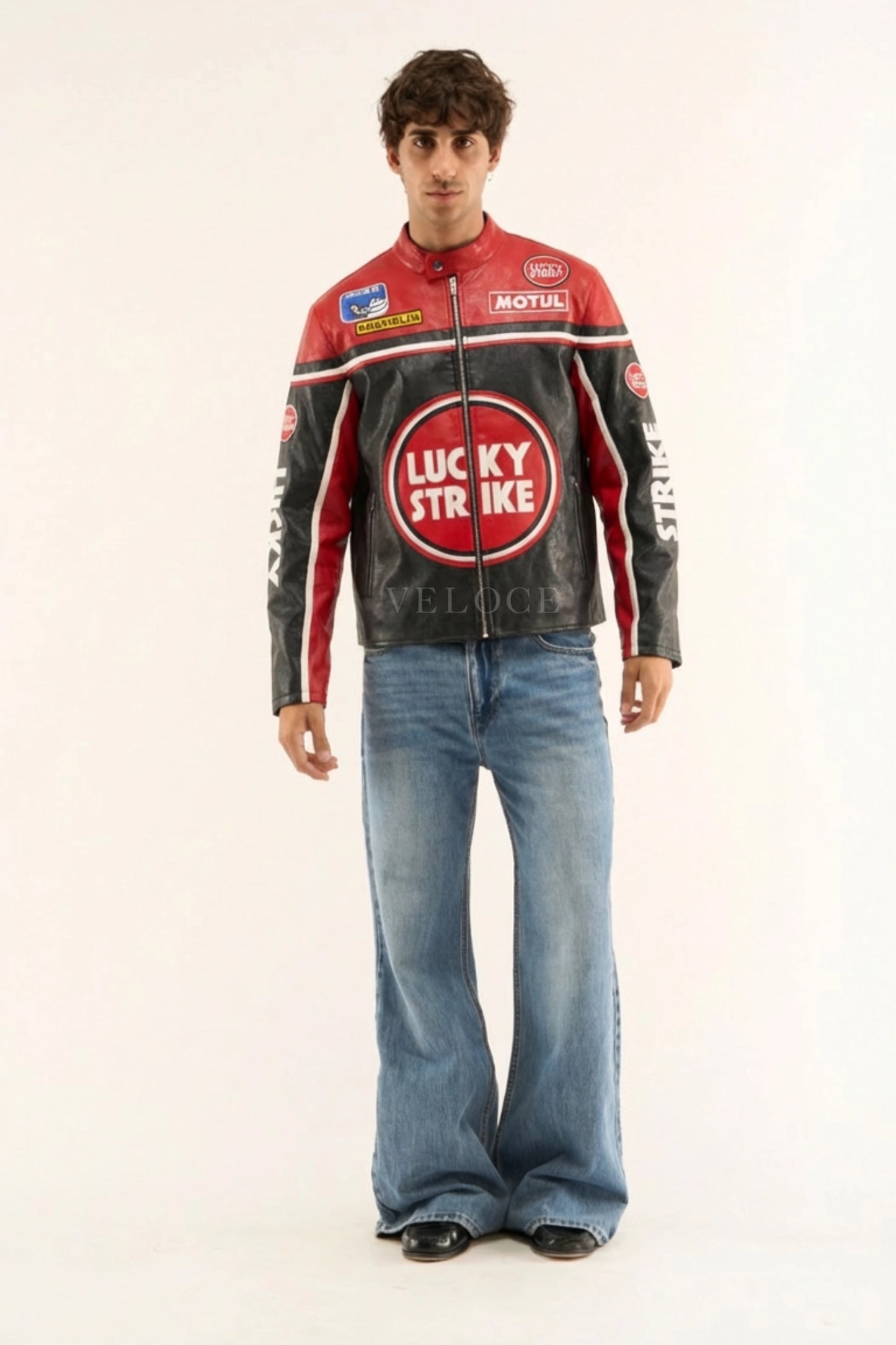 Lucky Strike Racing Leather Jacket - Red Edition