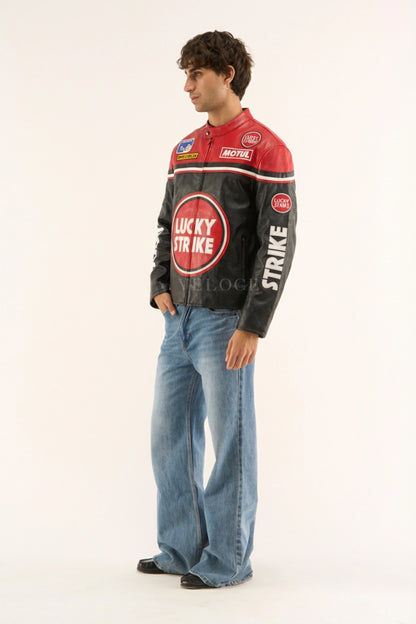 Lucky Strike Racing Leather Jacket - Red Edition