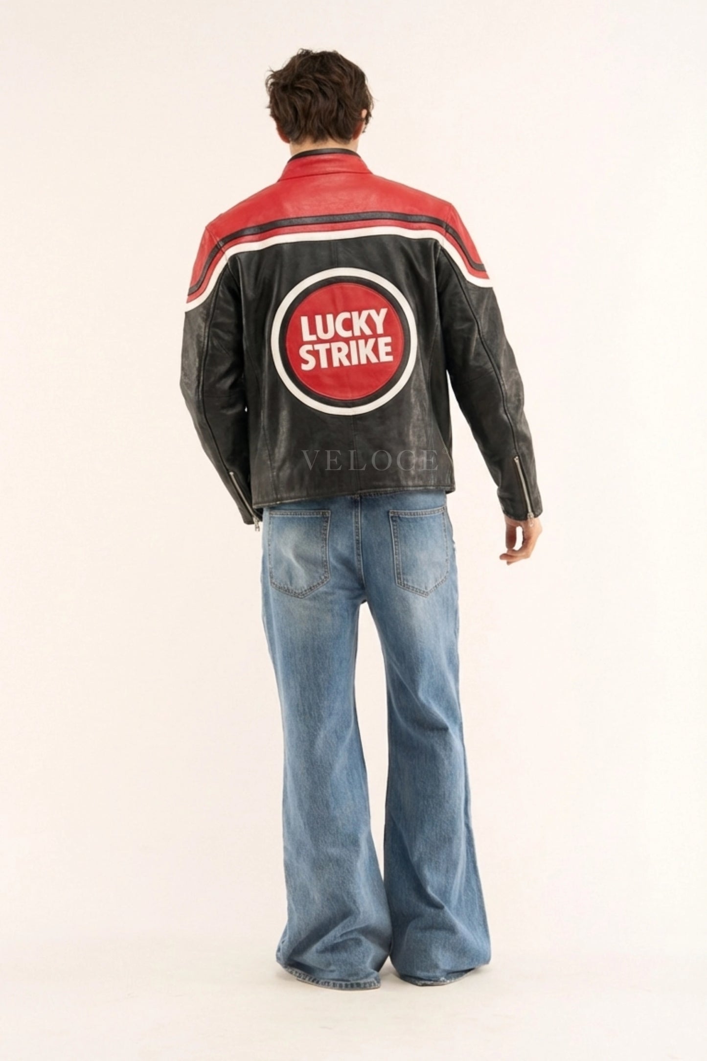 Lucky Strike Racing Leather Jacket - Red Edition